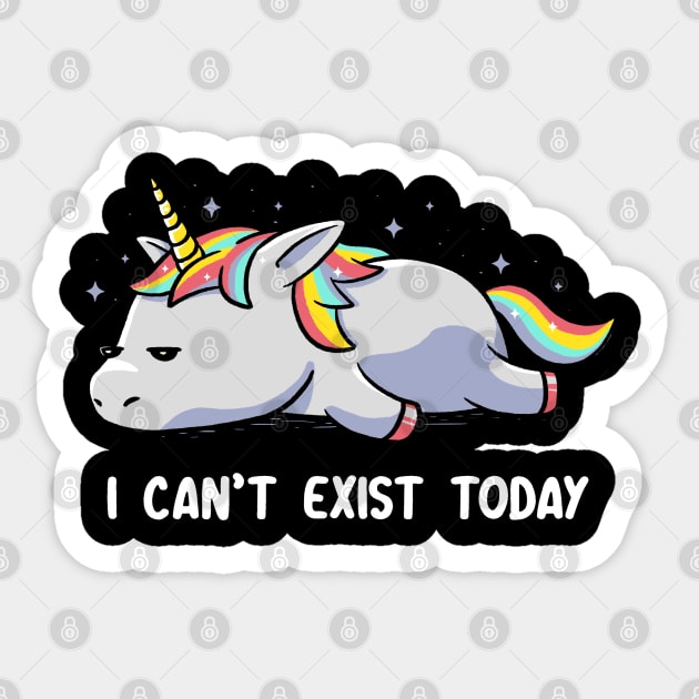 I Can't Exist Today Unicorn Sticker by eduely